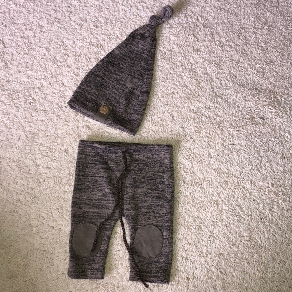 Newborn Photo Prop Brown Pants and Hat